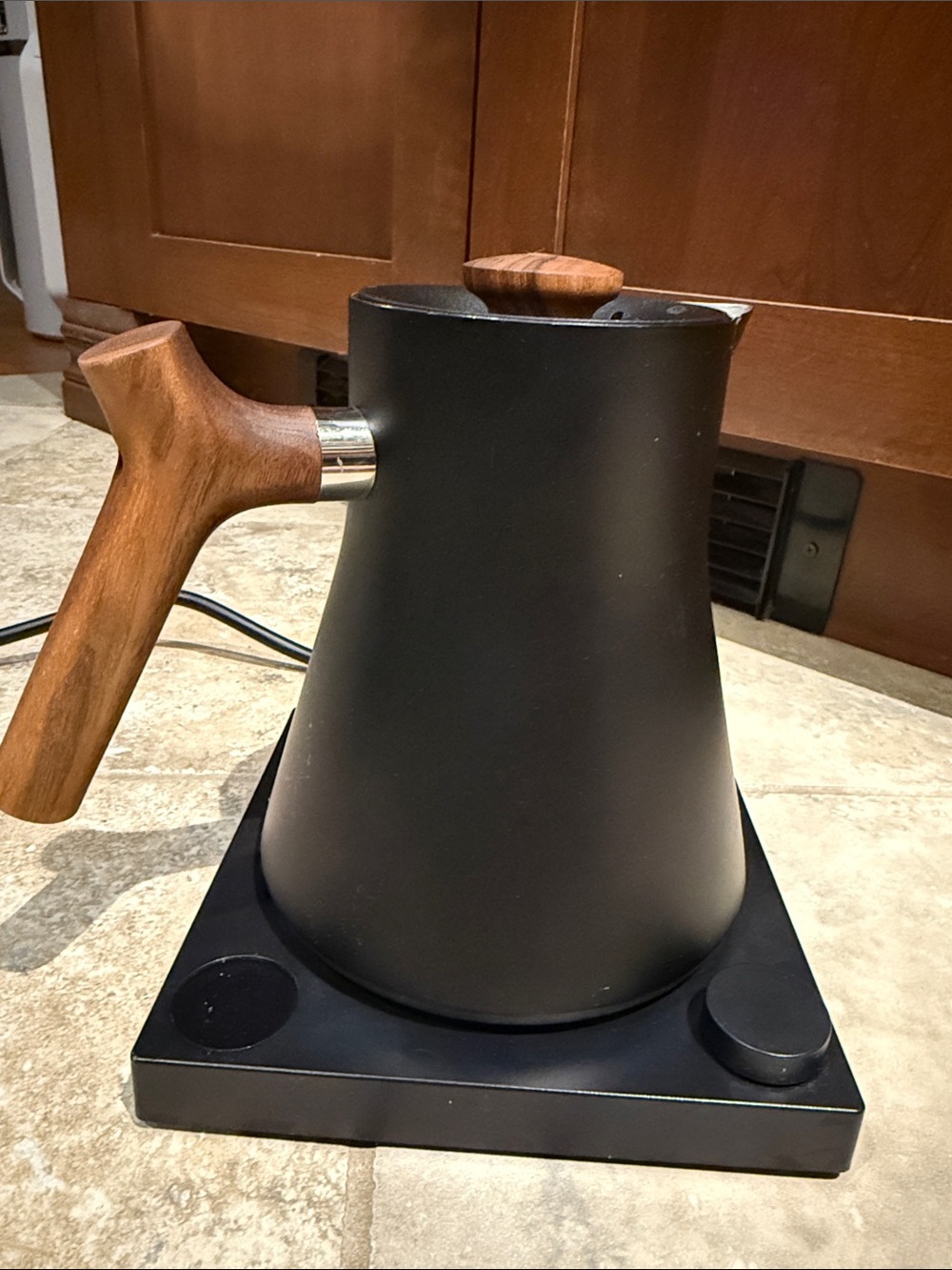 Fellow Corvo Matte Black Electric Pour-Over Kettle with Wood Handle